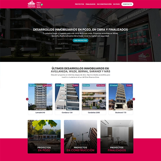 Vista previa del proyecto web Novoa Proyectos Inmobiliarios